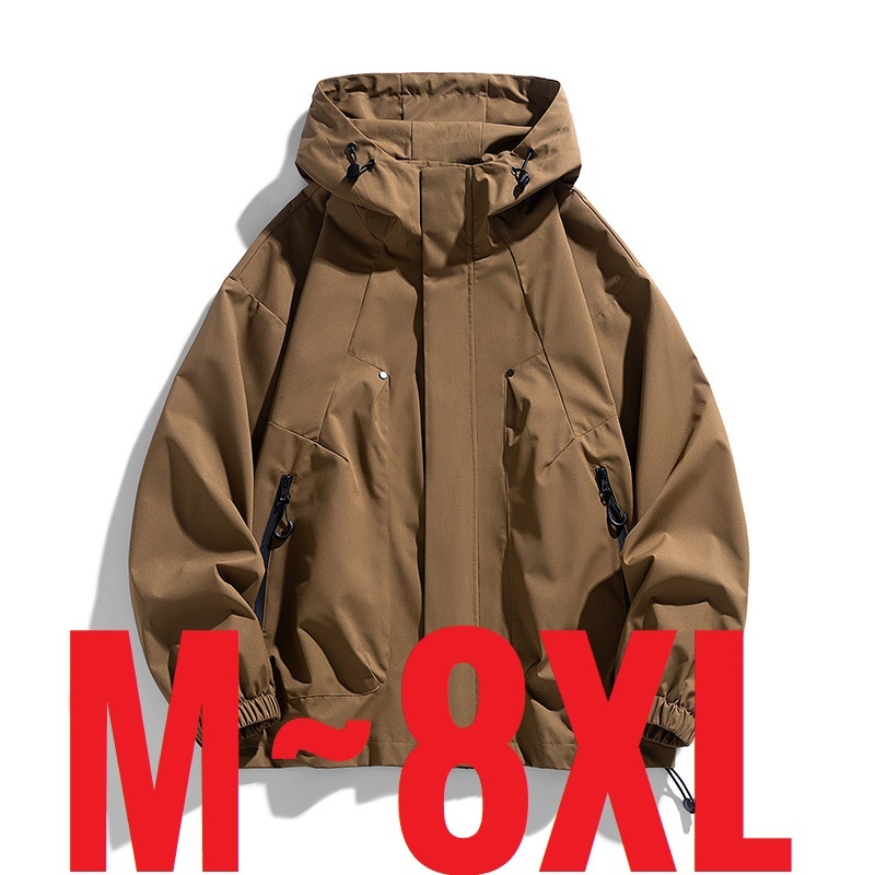 Big Size Men's Oversize Jacket Hooded Waterproof Windbreaker Male Plus Large Spring Bomber Coat Outwear Camping Fishing Hiking