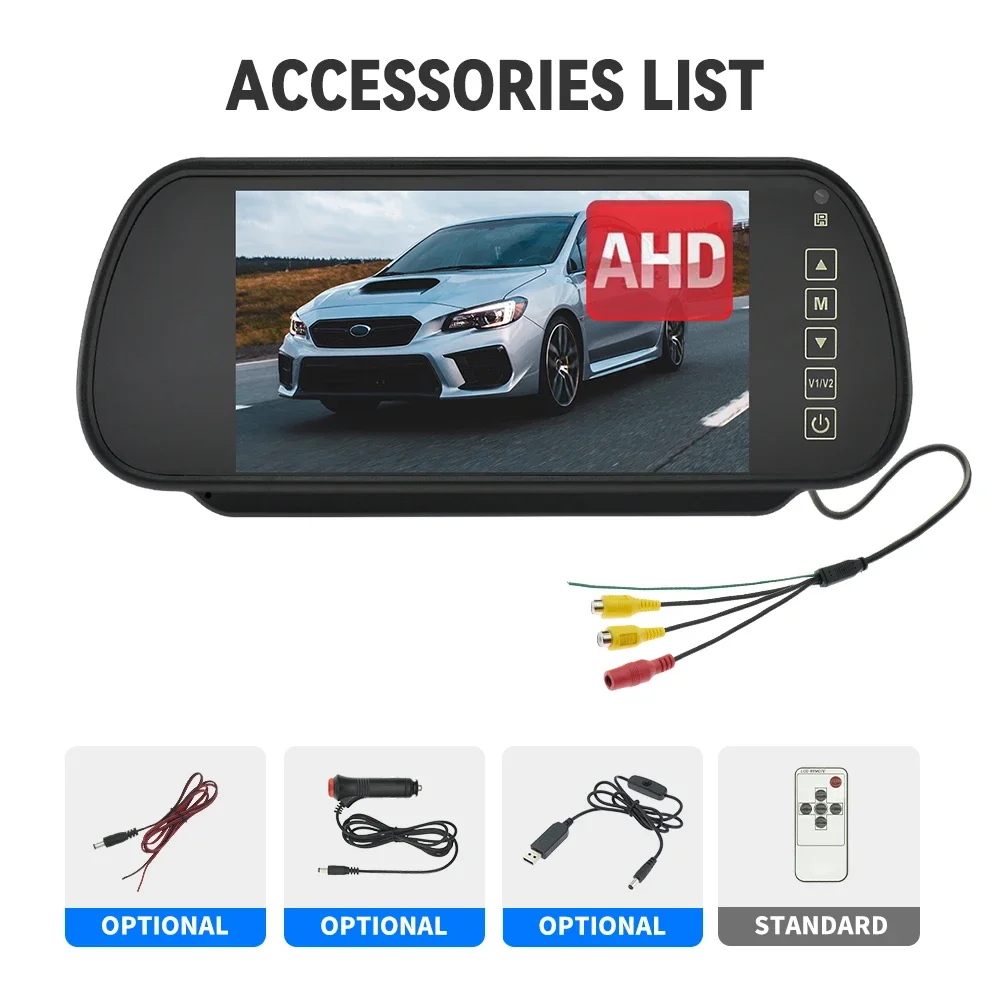 7 Inch Car AHD Mirror Monitor for Vehicle Parking 7" TFT LCD HD Screen for Rear View Camera Rervesing Dispaly car display monitor display car parking monitor