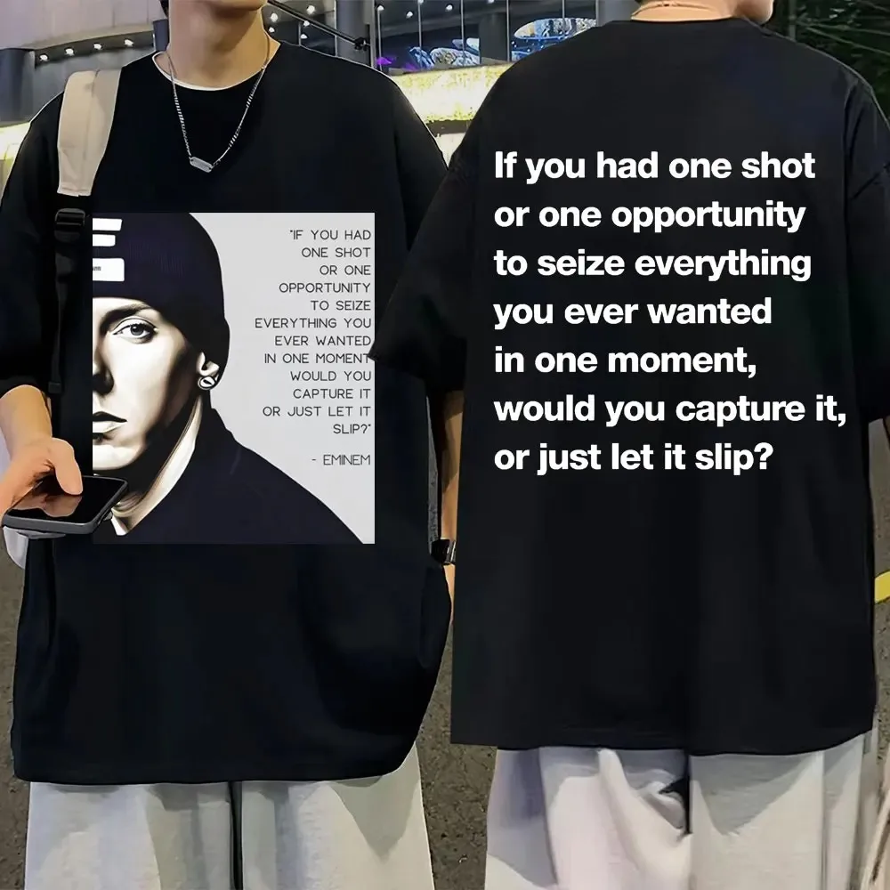 Rapper Eminem Music Album T Shirt World Tour Gift for Fan T-shirt Men Women Cotton Short Sleeve Cotton Tshirt Tee Clothes Tops 5