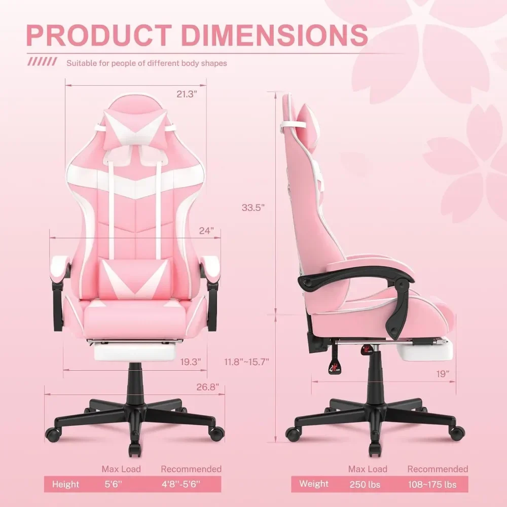 Computer Armchair Girlfriend Computer Gaming Chair Pink Gaming Chair With Footrest Sister Wife and Love (Pink) Desk Gamer Office 3
