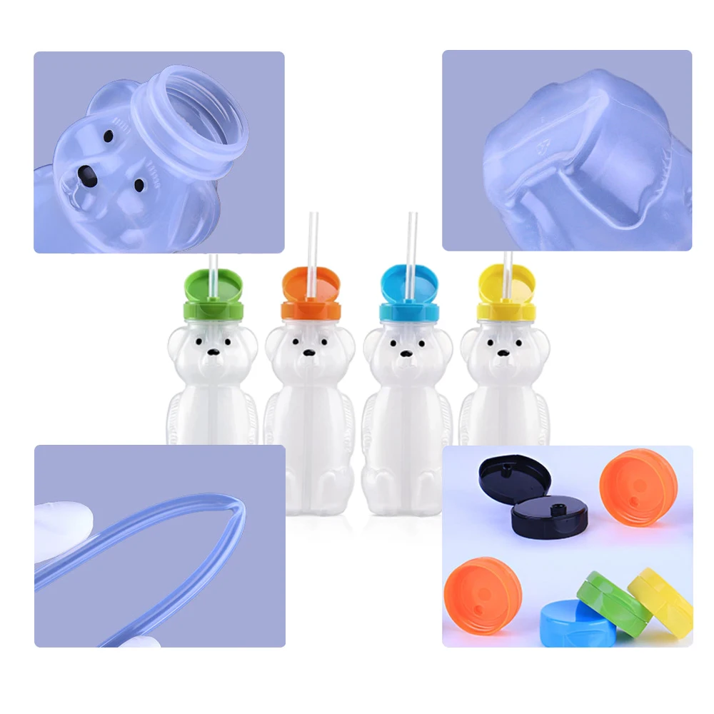 Honey Bear Straw Cups for Babies Food Grade BPA Free 4 Flexible Straws 8 OZ Sippy Bottles 4Pcs water bottle sports water bottle sports bottle