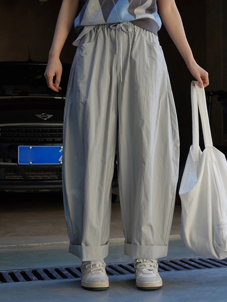 [LANMREM] Minimalism High Waist Wide Leg Pants For Women Solid Casual Loose Streetwear Trousers Fashion 2024 summer New 26D8724