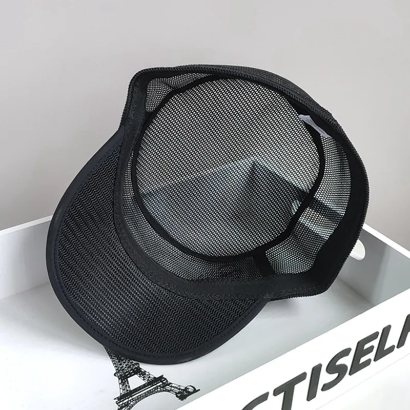 Breathable Flat Top Mesh Cap for Men Fixed Size Men's Hat Summer Short Hat Brim 3 Size to Choose Korean Version Sun Male