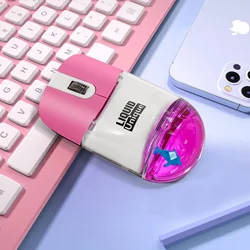 Frutiger Aero Aqua Liquid Mouse - Cute Floating Aquarium Animal Wireless Optical Mouse (Pink)