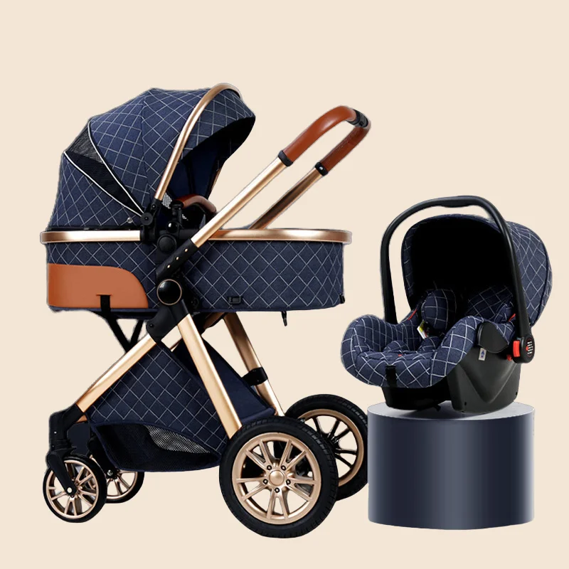 3-in-1 baby Stroller Adjustable Carrycot Infant Car Seats Lightweight Folding Two-way Shock-absorbing High Landscape