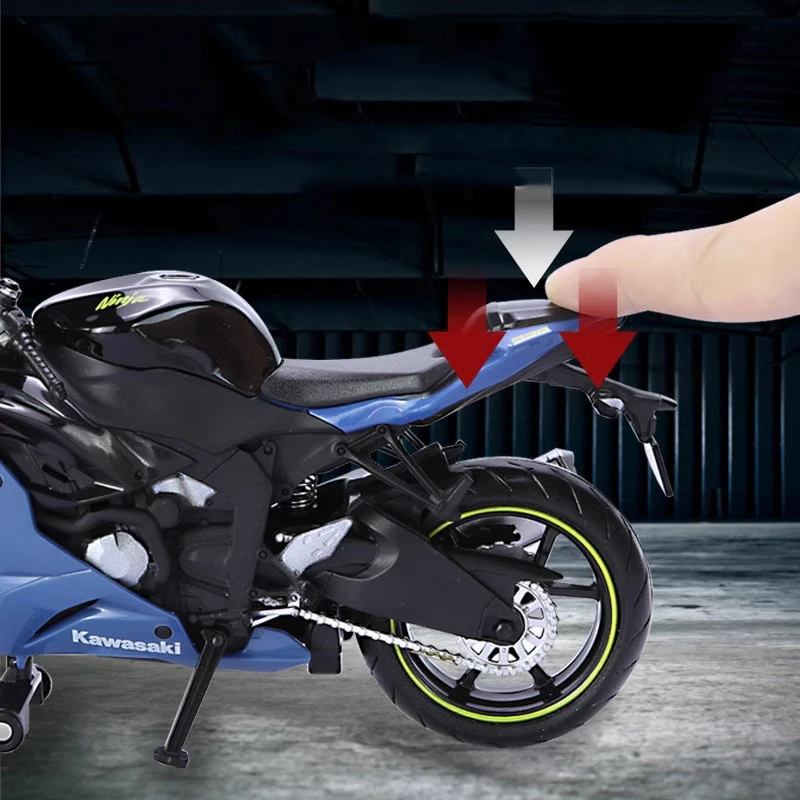 1:12 Kawasaki Ninja ZX-6R Alloy Motorbike Diecast Model Super Sport High Simulation Toys Car Pull Back Children Gifts Collect 5