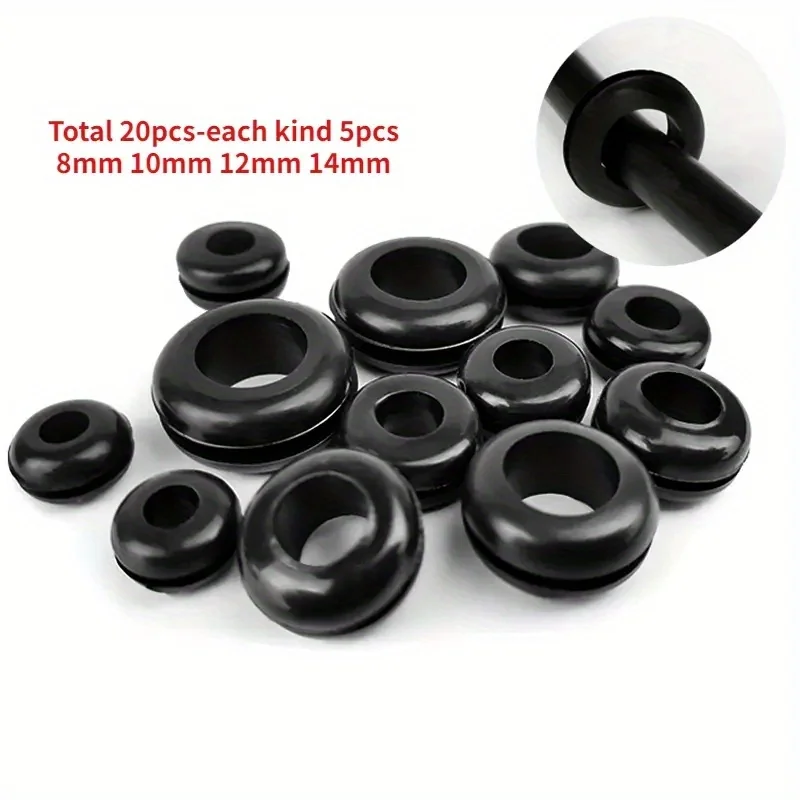 20/40/60pcs Black O Ring Rubber Washer Seals Gasket Grommet Assortment Kit Electrical Gasket O-Ring Seals Tools Set 8 10 12 14mm
