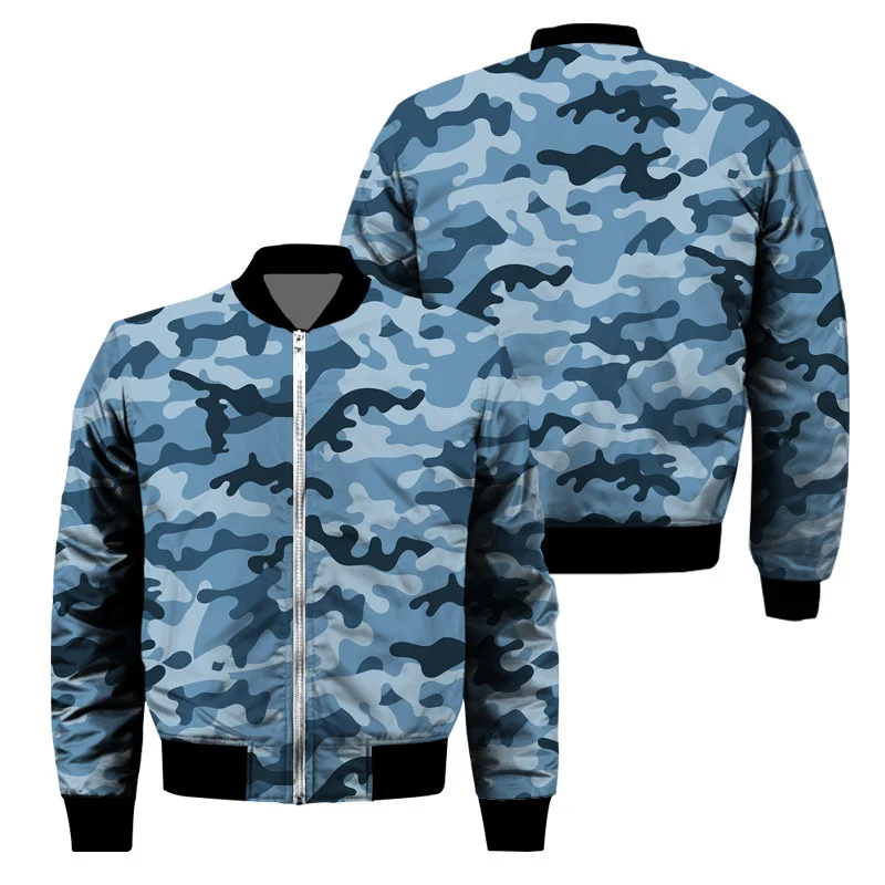thumbnail image 1 of Chaqueta con cremallera y estampado de camuflaje para hombre, chaqueta clásica con estampado 3D de manga larga, informal, de gran tamaño, para primavera y otoño, 1 of 5