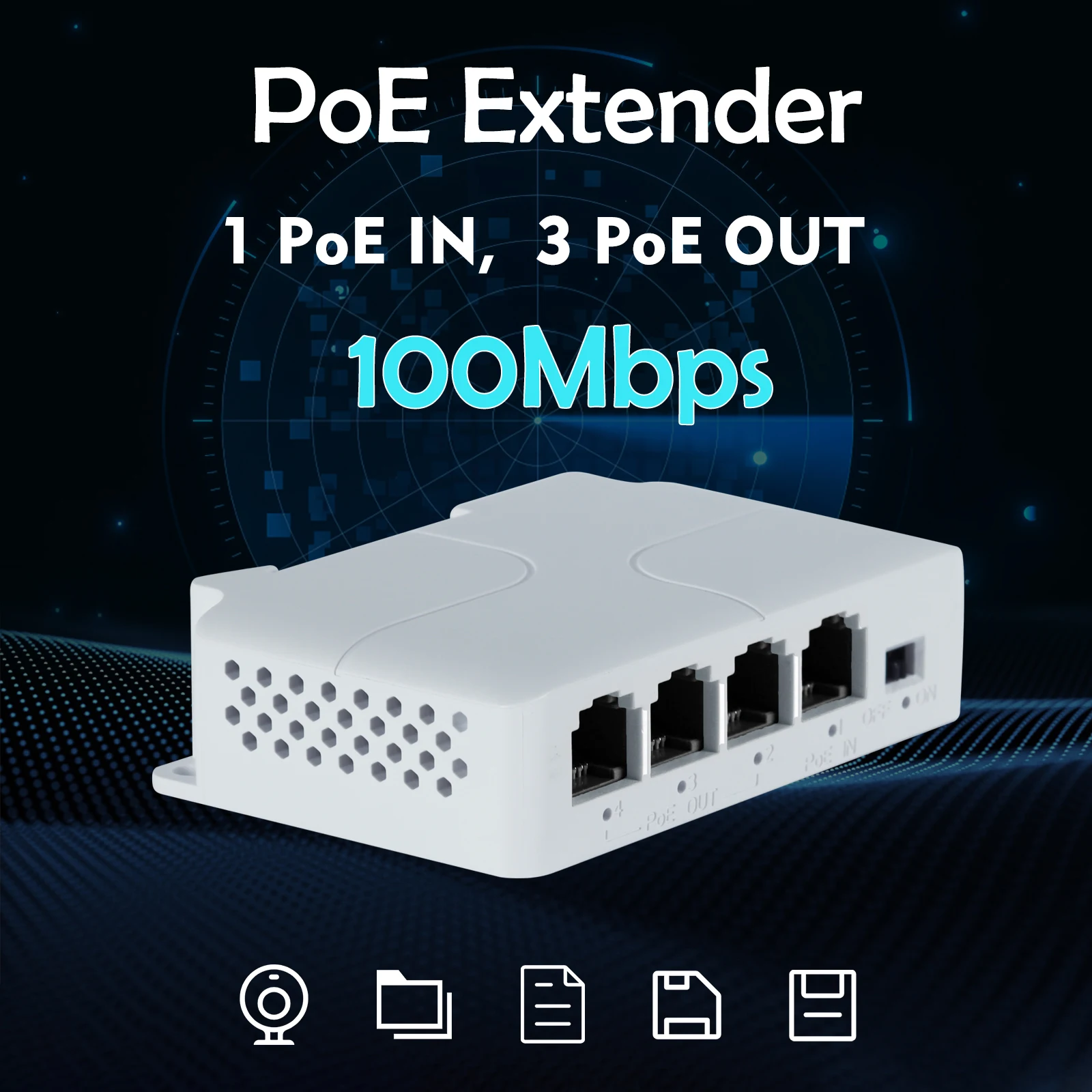 PoE 스위치 NVR IP 카메라 AP용 플러그 앤 플레이, 4 포트 POE 익스텐더, 10, 100Mbps, 1 to 3 네트워크 스위치 리피터, IEEE802.3af