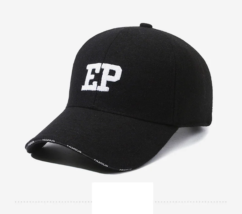 Men's Woolen Baseball Cap Thickened Warm Winter Hat Embroidered_voghion.com