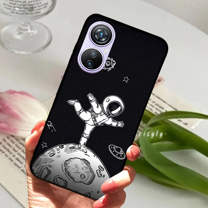 Animal Cartoon Soft Silicone Black Phone Case, 6.67 Premium Cover
