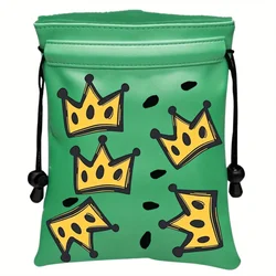 Humorous Leather Golf Tee Pouch with Drawstring Closure - Fun Golf Ball Handbag Accessory (Green)