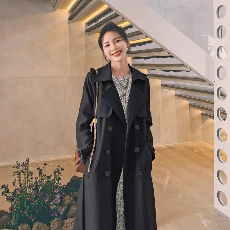 Windbreaker Women's 2023 Spring New Classic High Grade Korean British Style Lace Up Shows Thin Temperament Fashion Coat