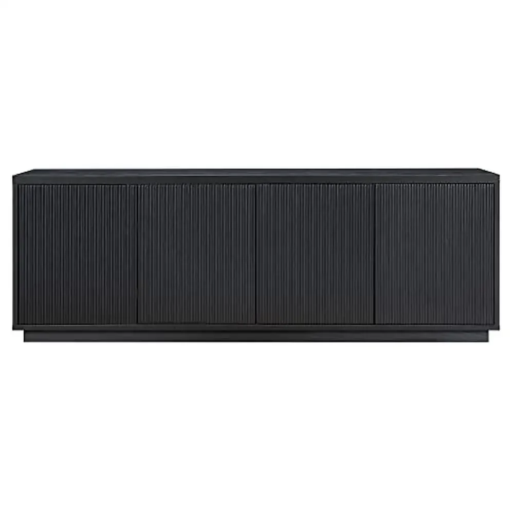 Rectangular TV Stand 75" TVs Black Grain Finish Sturdy MDF/PVC Construction Contemporary Style Cabinet Easy Assembly 100.31 lbs) 2