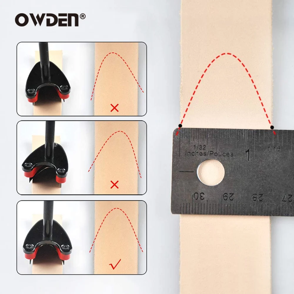 OWDEN 가죽 벨트 엔드 커터 펀치 세트, 날카로운 'V' 모양 커터 펀치 키트, 벨트 가죽 도구 키트, 3 개