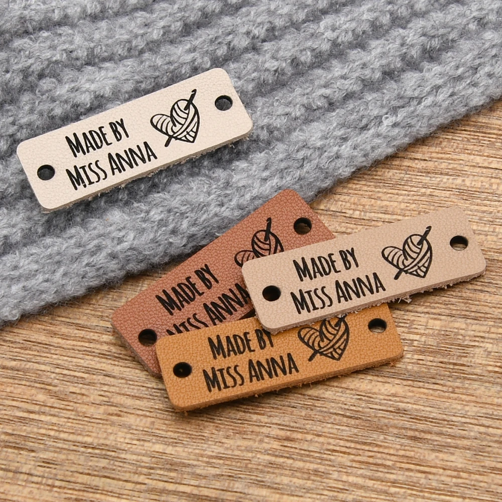 Leather Tags Leather Labels Sewing Labels Leather Tags For Handmade Items Knitting Tag Personalized Sewing Tags Knitting Tags 0.5x1.5 Inches D509