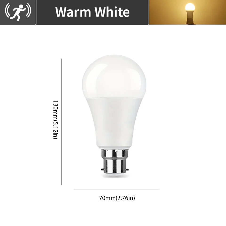 ตัวเลือกสินค้า หลอดไฟ LED ตรวจจับการเคลื่อนไหว 6-20W 220V ห้องนอน สวน บ้าน