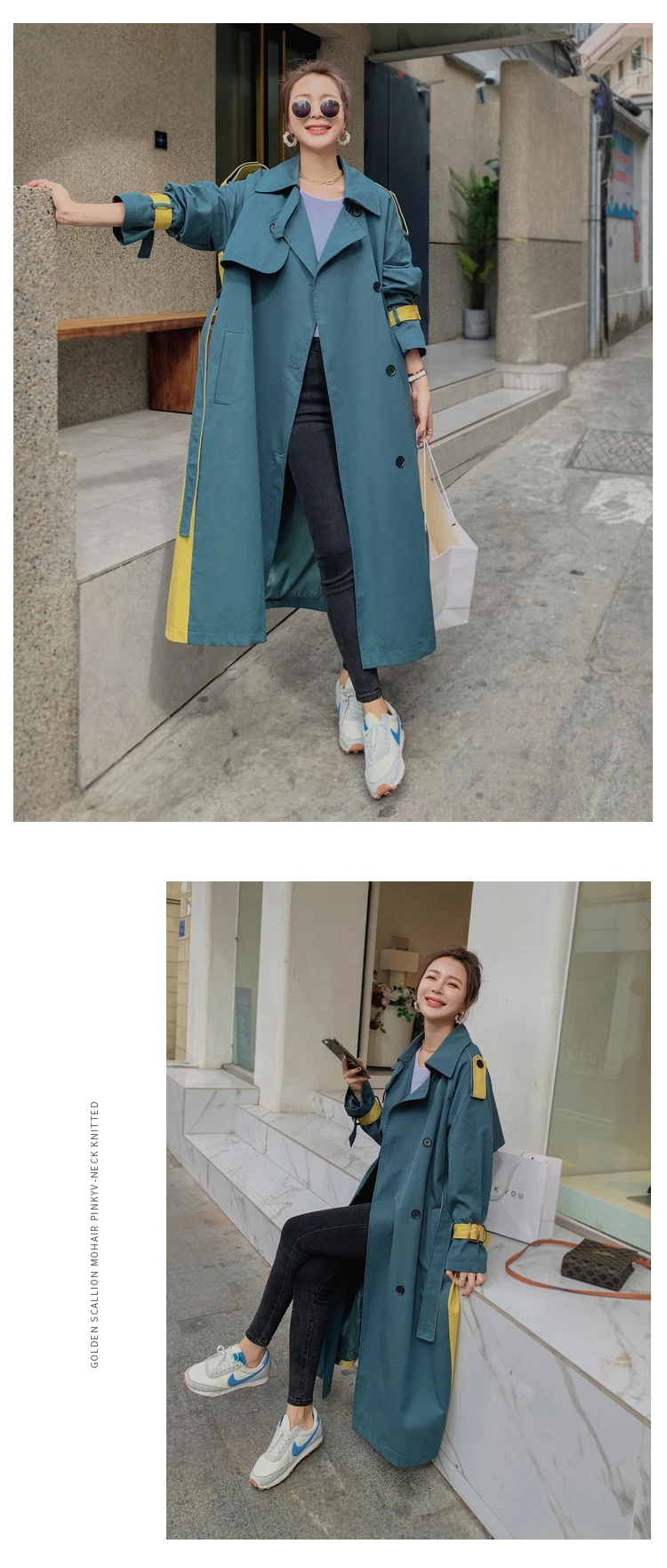 Korean Style Double-Breasted Trench Coat Women Oversize Long Loose Duster Coat For Lady Spring Autumn Outerwear With Belt parka coat