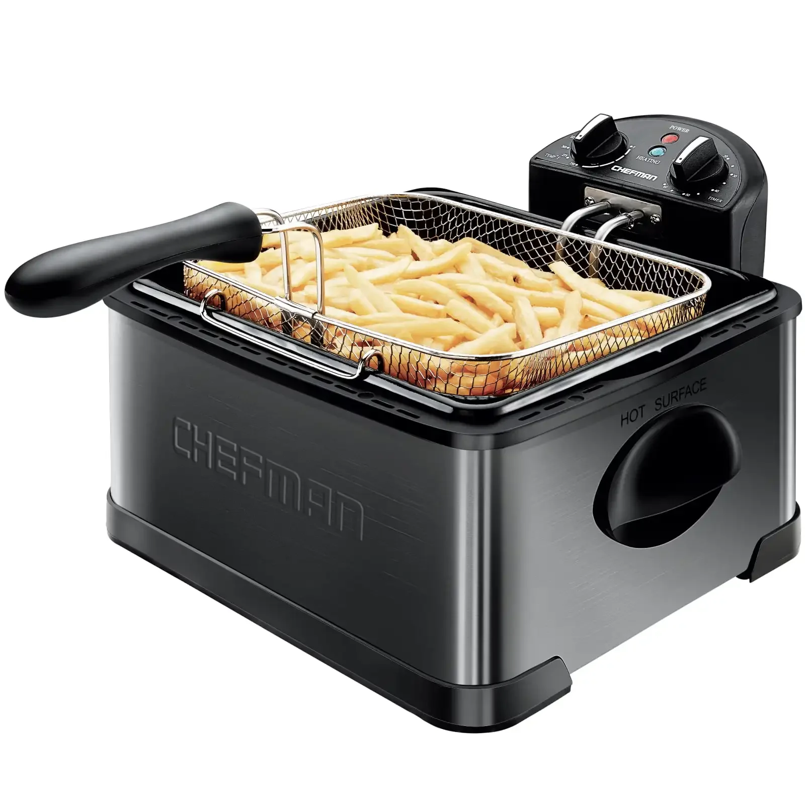 NEW Stainless Steel Deep Fryer XL 4.5 Liter Capacity, Adjustable Temperature & Timer Black