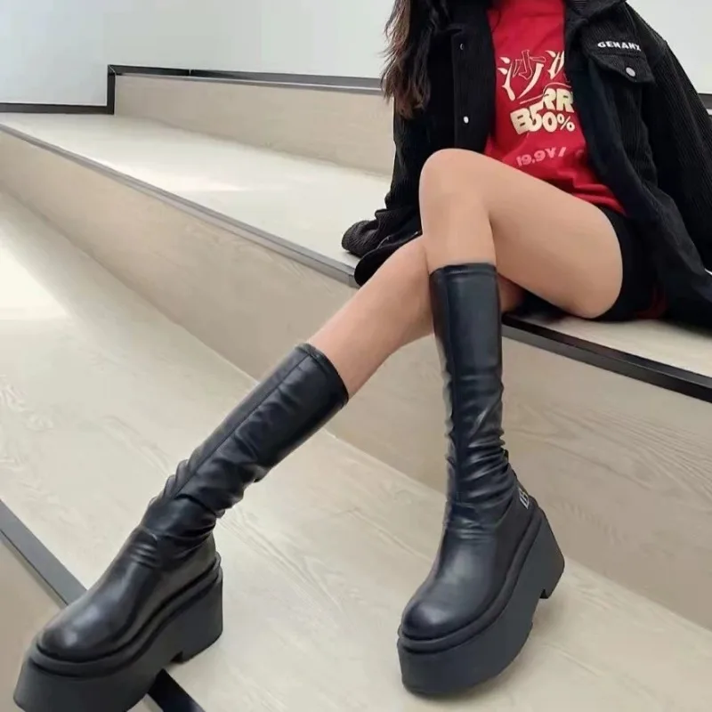 

2023 Fashion Platform Women's Boots Street Party Punk Thick Bottom Shoes Woman New High Quality Ladies Chunky High Heels Boots