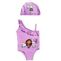 Gabby's Dollhouse Swimwear Kids One Piece Swiming Outifts Baby Girls Gabby Cats Swimsuits Children Bathing Suits Bodysuit & Cap 2