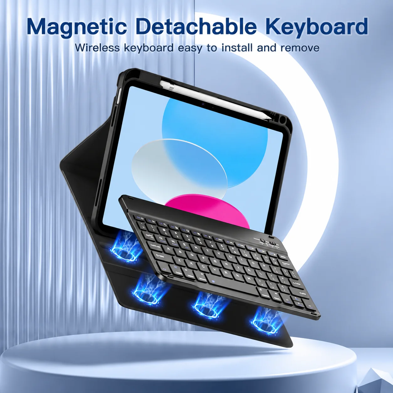 iPad 11 Keyboard Case with Pencil Holder - Detachable Wireless Keyboard & Charging Support
