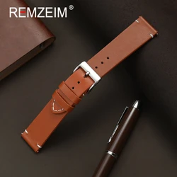 Luxurious Genuine Leather Quick Release Watchband - Casual Cowhide Bracelet - 22mm (Light Brown)