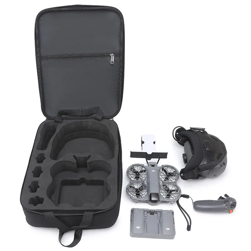 Sac à dos rigide antichoc pour DJI NEO 2 Motion Fly More Combo porté en bandoulière, design compact et robuste.