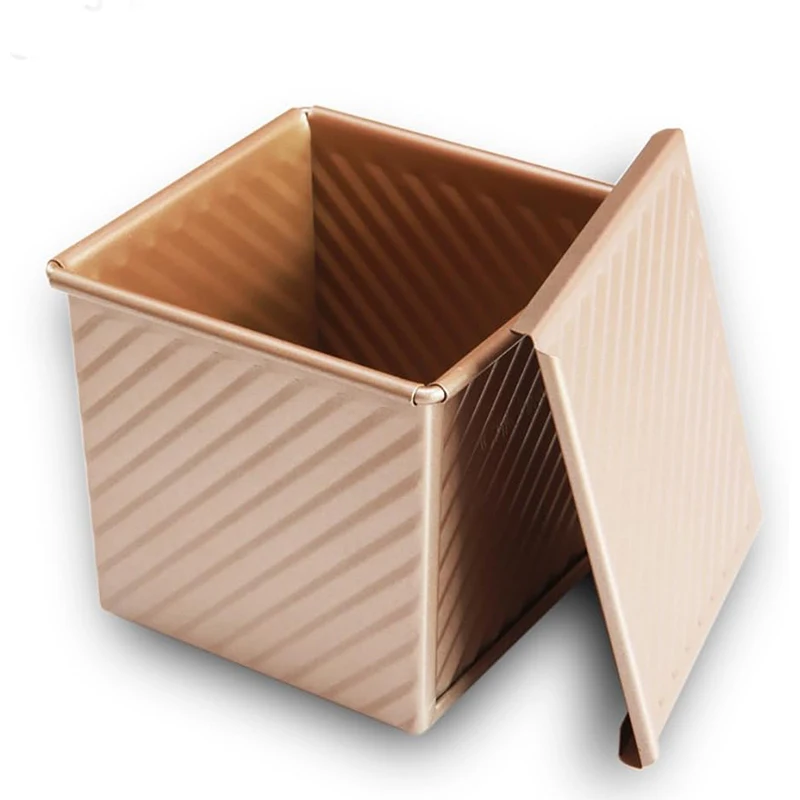 LMETJMA Yapışmaz Kare Somun Tava Kapaklı Pullman Tost Kutusu Ekmek Pişirme Kalıp Küp Oluklu Küçük Ekmek Tavası Somun Kutusu JT531