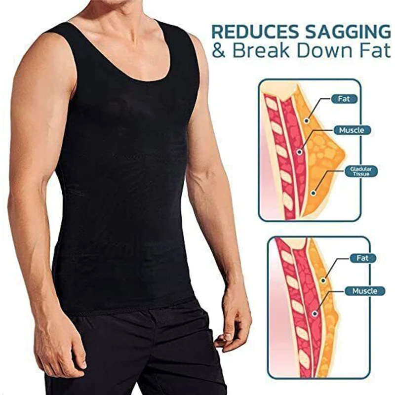 Gynecomastia Compress Tank Top Men Slimming Body Shaper Vest Athletic Vest  Compression Shirt Men Gym Fitness Sauna Suit Workout - AliExpress