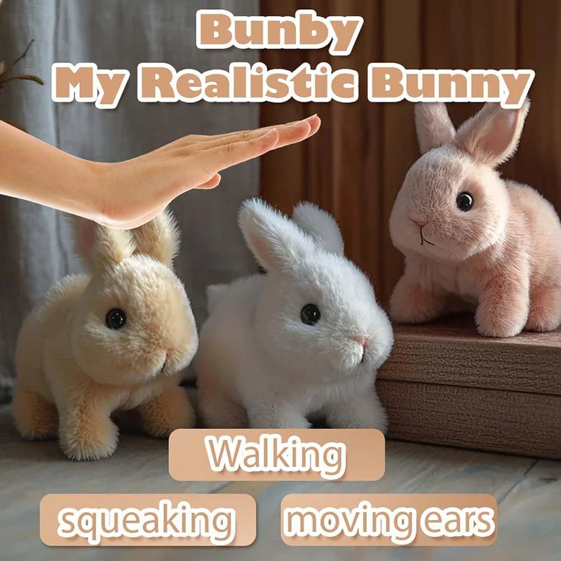 Cute Electric Rabbit Interactive Plush Toys Bunny With Light Carrot Walking Wiggle Ears Wag Tail Stuffed Peluche Doll Birthday