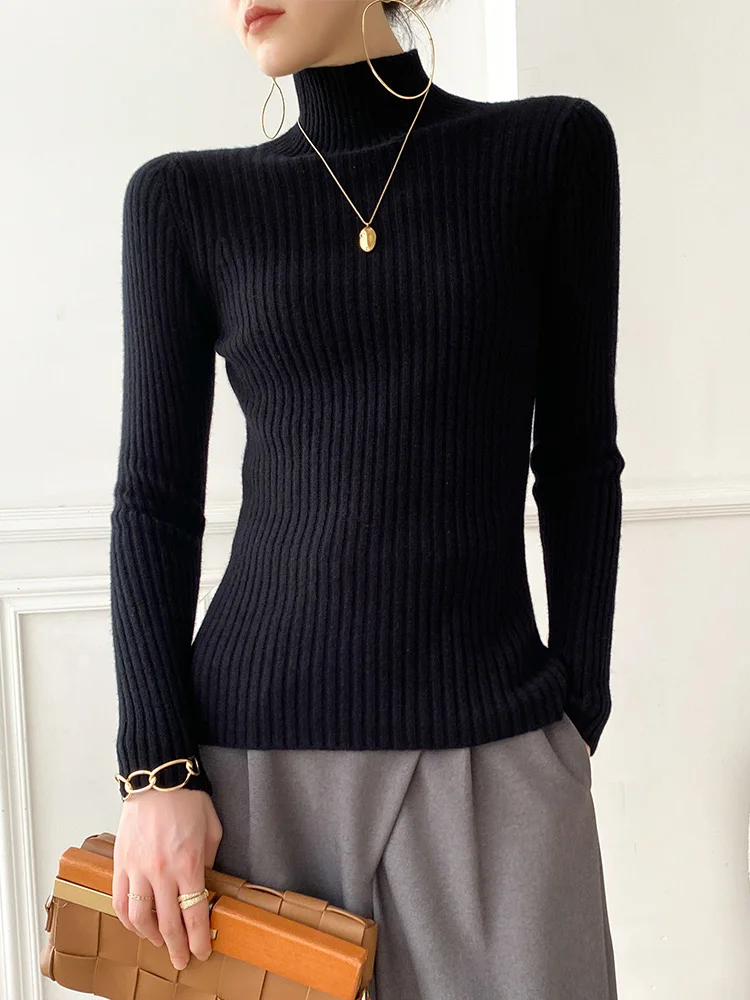 

Women Turtleneck Sweater Autumn Winter Soft Warm Sweater Pullover Wool Knit Slim Sweaters Long Sleeve Top Knitted Jumper Female