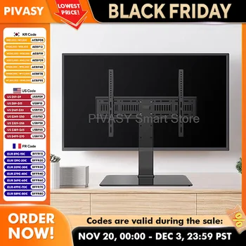 Universal LCD TV Base Stand for 32-65 Inches Desktop Mount Adjustable Height 3-Gear Center Distance support 45/55/70KG Load