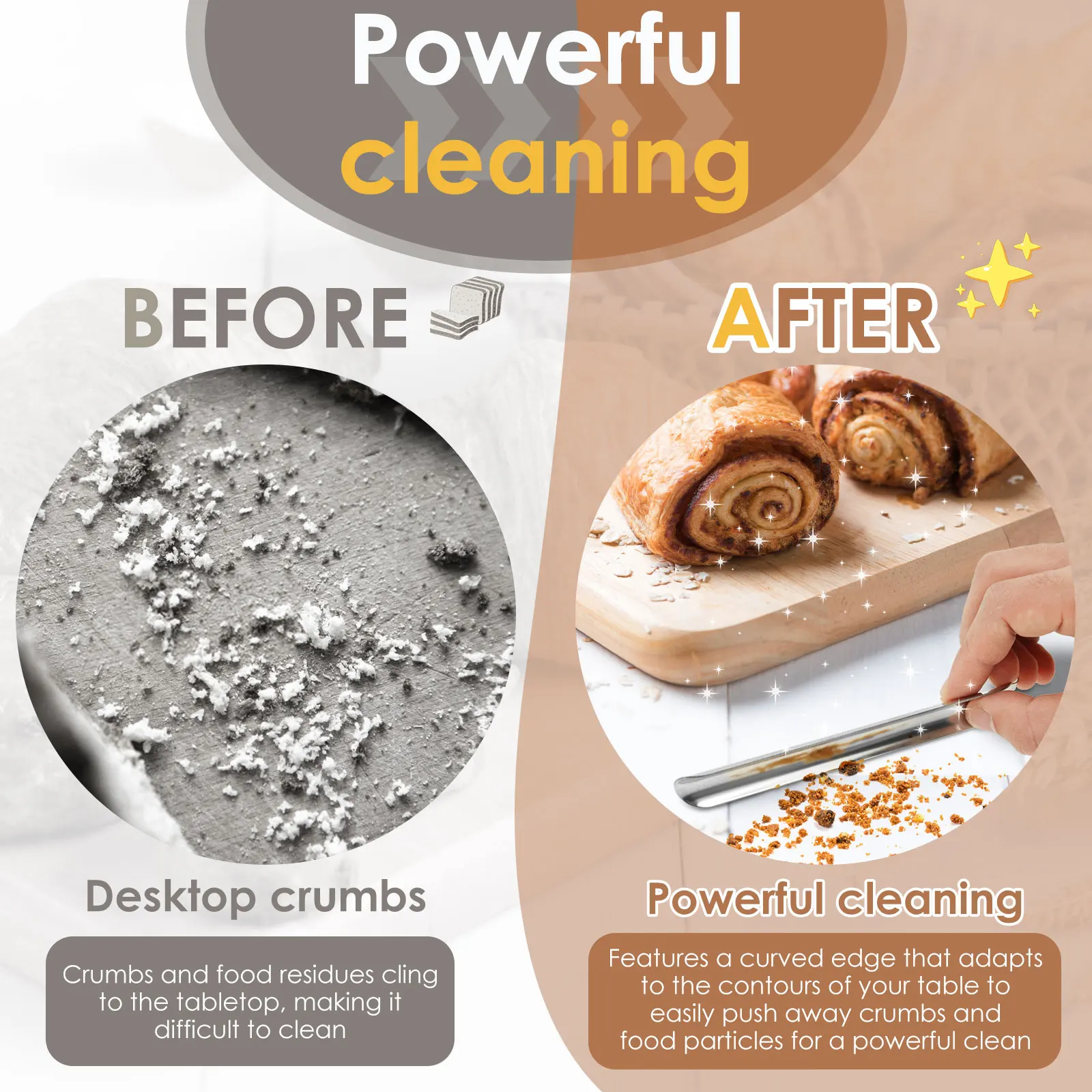 Stainless Steel Table Crumb Sweeper Kitchen Cleaner Scraper