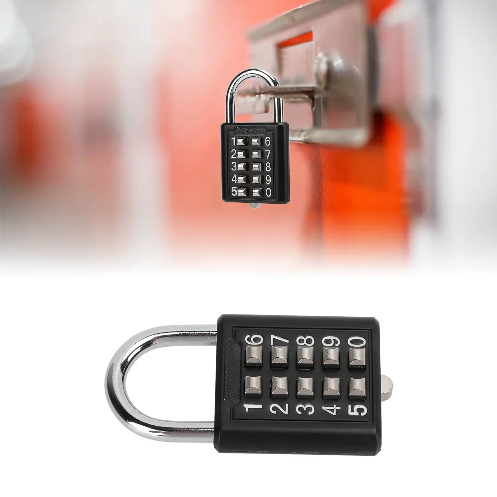 10 Digits Security Padlock Outdoor Padlock High Strength Rustproof Zinc Alloy Waterproof for Gym Cabinet Gate Toolbox Suitcase