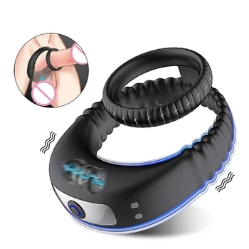 Penis Ring Vibrating Clitoris Stimulator G Spot Sex Toys For Couple Vibro Delay Lick Vagina Orgasm Lock Fine Sleeve Vibrator 6