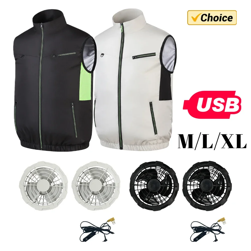 Cooling Vest Air Conditioner Clothes Breathable Sleeveless Workwear 3 Gear Wearable Cooling Fan Vest for Hot Weather Work