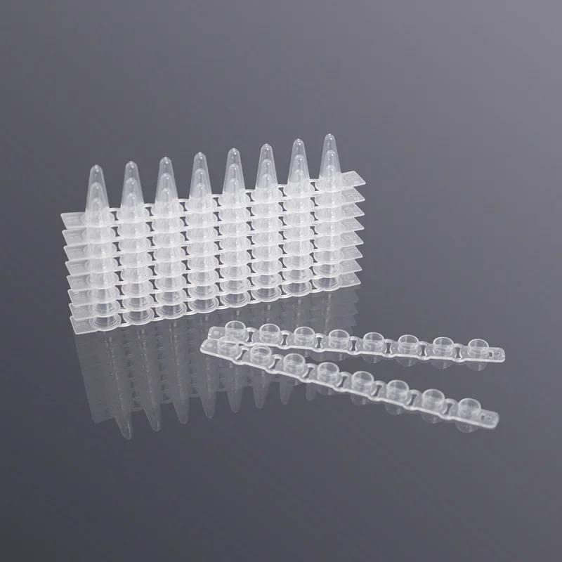 LABSELECT Eight row tubes with flat cover, 0.1ml PCR Strip Tubes, 125 rows/carton, PST-0108-FT-C