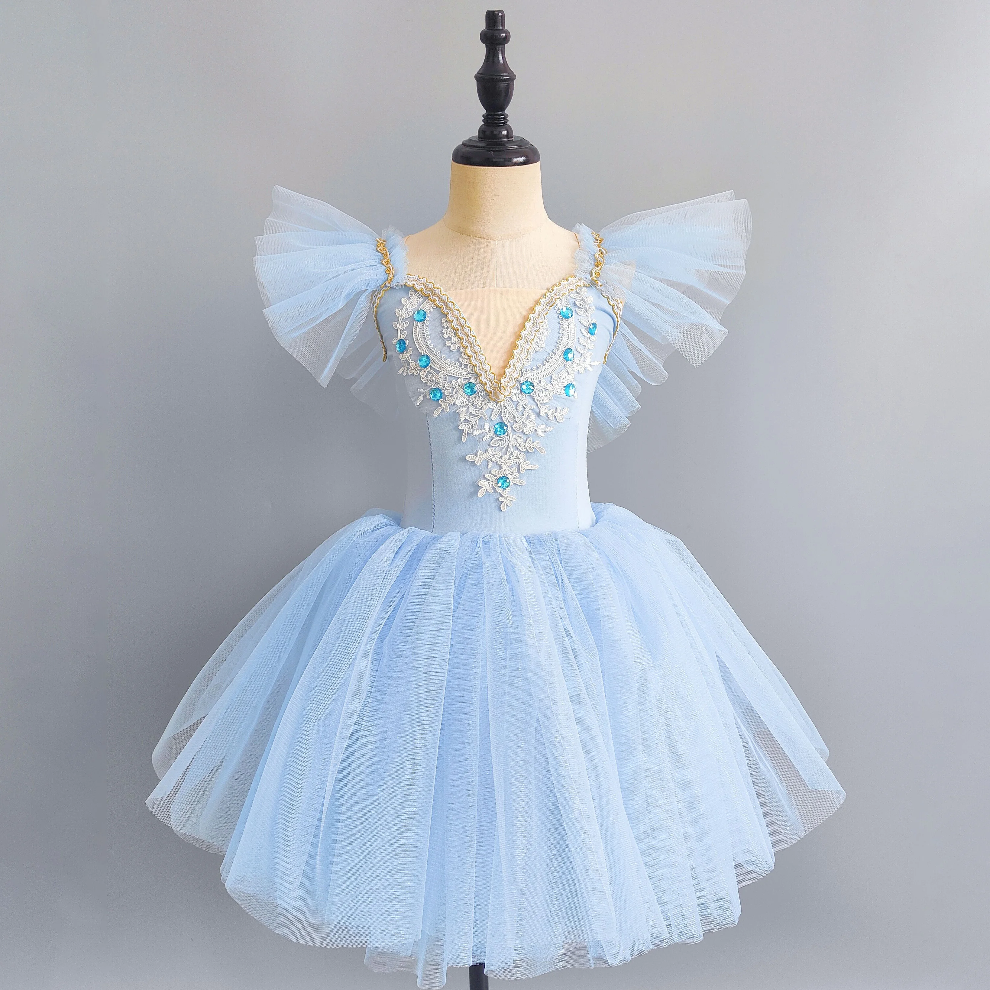 New Girls Ballet Skirt Children Professional Ballet Costume Performance TUTU Skirt Fairy Puff Long Gauze