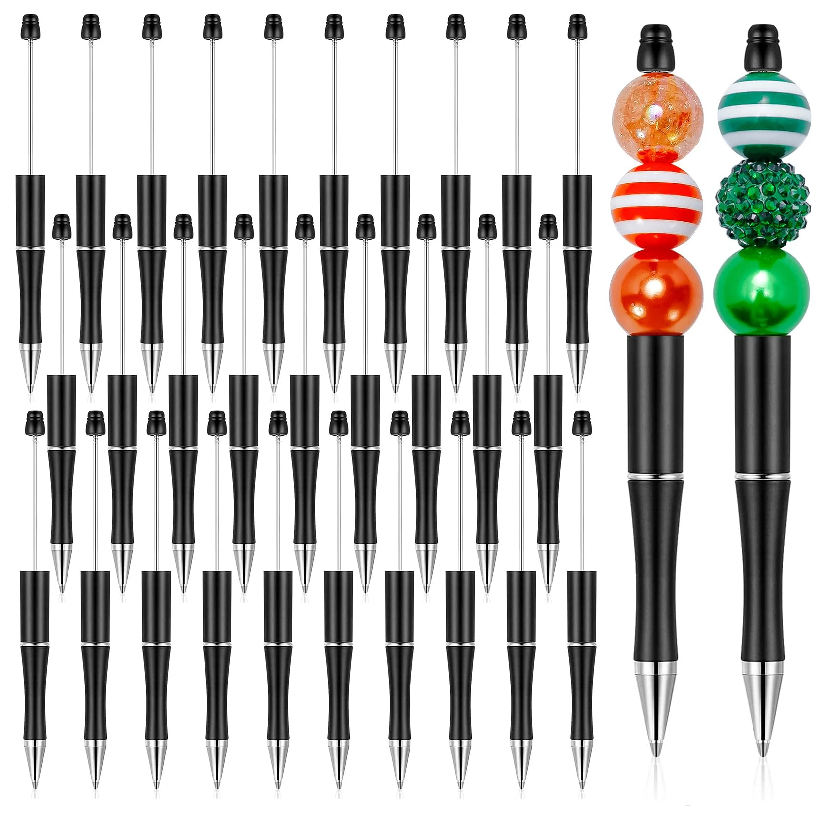 

30Pcs Black Bead Pen Creative Plastic Beaded Pen Ballpoint Pen Printable Beadable Pen DIY Gift for Student Office Supplies