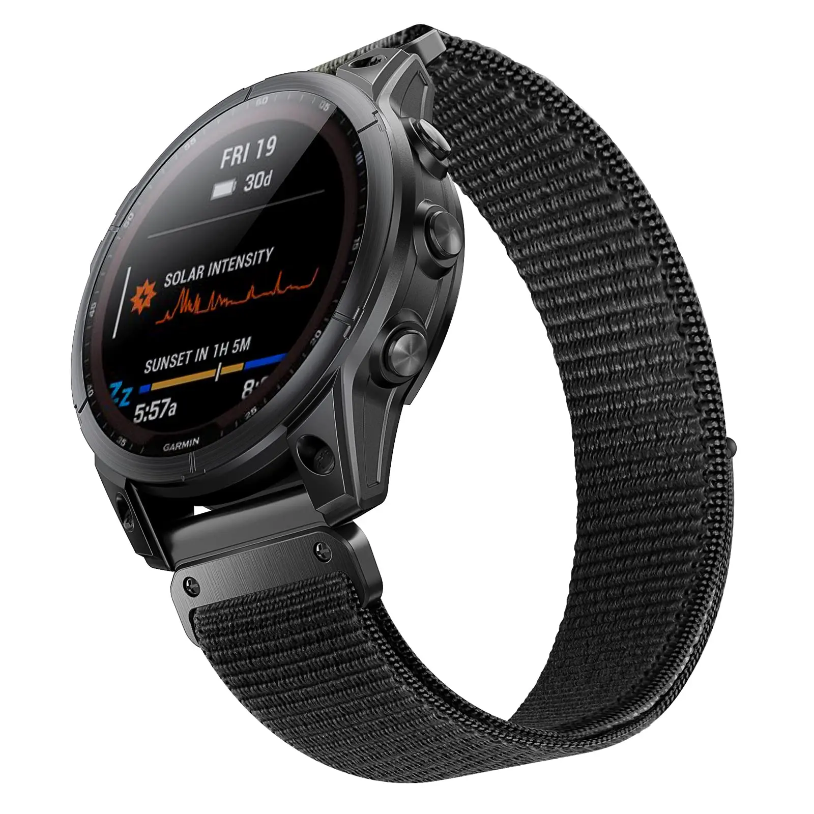 Cinturino Nylon 26mm Quick Fit Per Garmin Fenix 7X/6X/5X/Fenix 3 - Ricambio Elastico Con Attacchi In Acciaio