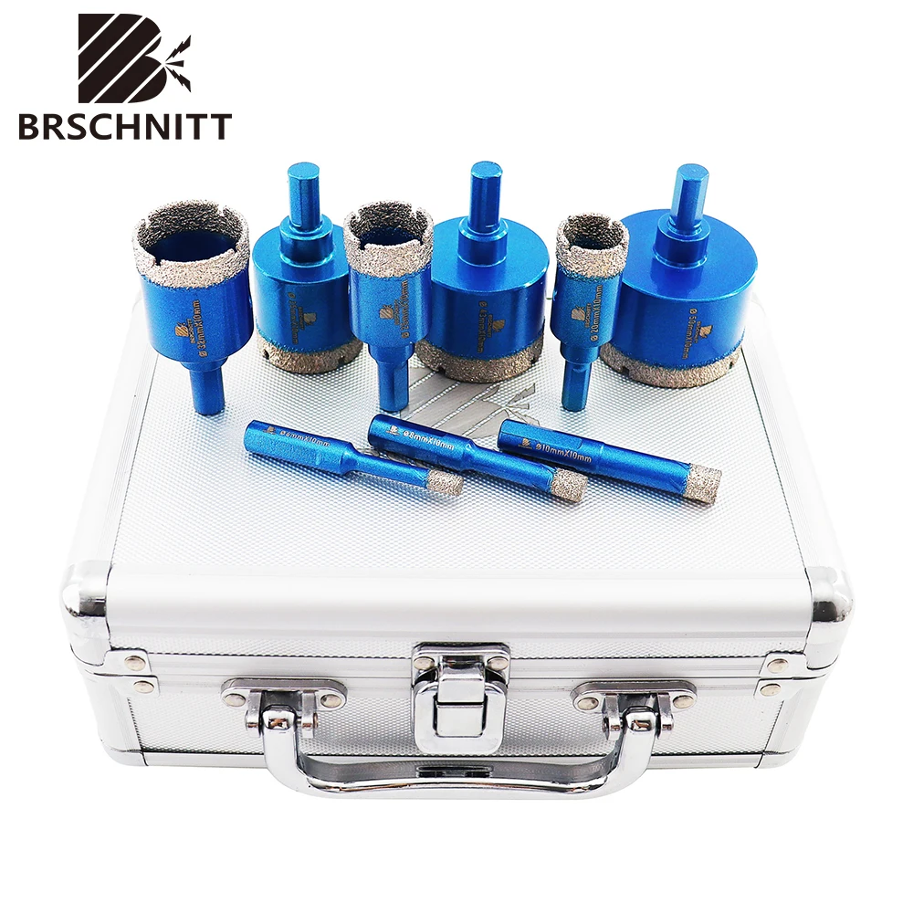 

BRSCHNITT 9pcs/set Diamond Drilling Bits Tile Cutter Hole Drill for Drilling Ceramic Marble Granite Triangle Shank Dia 6-100mm