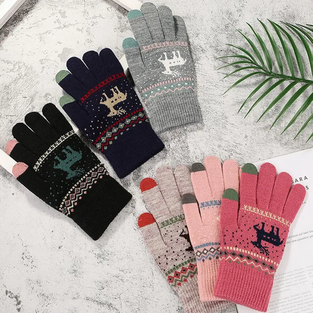 

Full Finger Stretch Ridding Couple Girls Gift Women Men Winter Gloves Christmas Gloves Knit Mittens Touch Screen Gloves