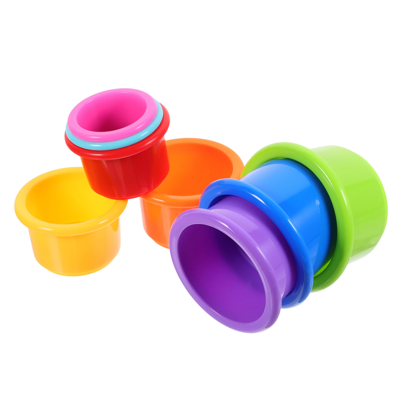 Stacking Cups For Rabbits Multi-Colored Reusable Rabbit Food Pet Bunny Stacking Cup Toy for Food Hiding Playing Accessories 8pcs