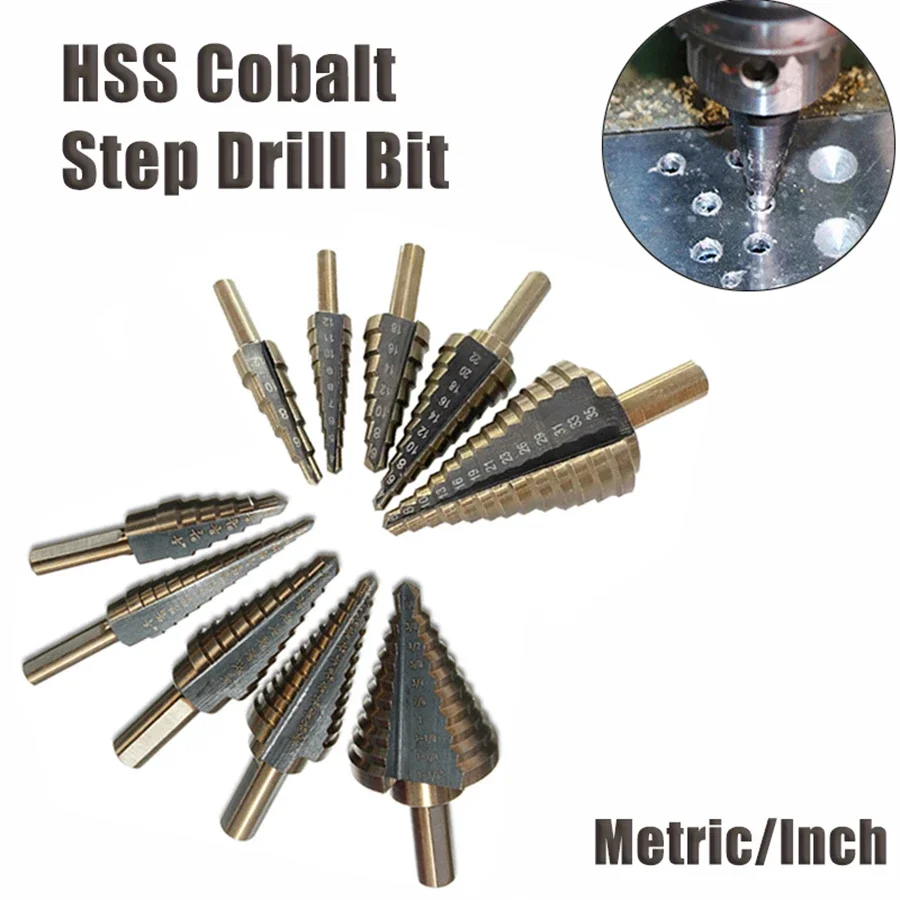 HSS Meacceler/ pouce asile alt jeu de forets étagés, trou multiple, 50 TANHigh Speed, noyau en acier, outil pour bois et métal, 5 pièces