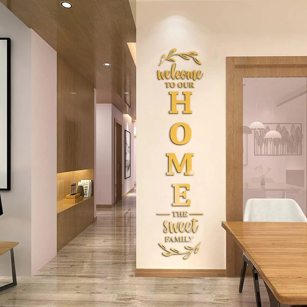 English letters Home Letter Signs Acrylic Mirror Wall Stickers Wall Decorations for Living Room Bedroom Home Decor W