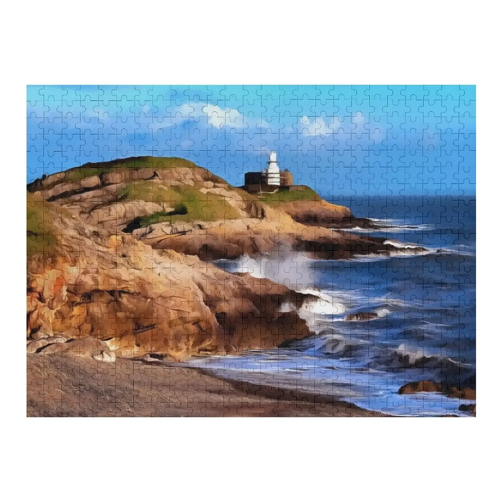 Mumbles Lighthouse (Painting) Jigsaw Puzzle Customizeds For Kids Custom Child Puzzle