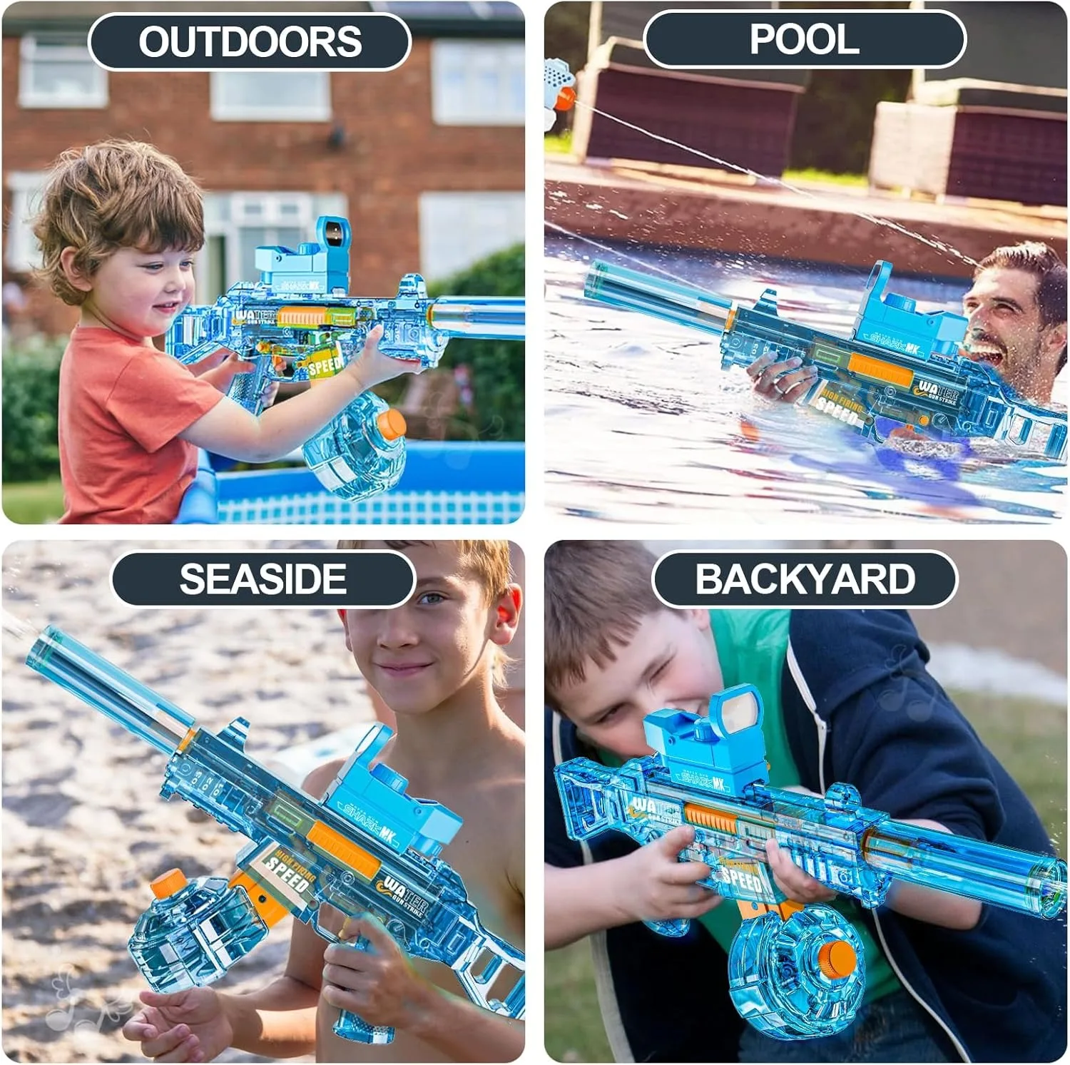 2024 Summer Automatic Electric UMP45 Submachine Water Gun Fights Toy Water Outdoor Beach Swimming Pool Toys Adult Kids 6
