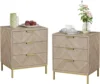2pcs 3 Drawer Nightstand for Bedroom, Set of 2 Side Tables with 3 Drawers, Modern Wood Nightstand Square Bedside Table End Table 1