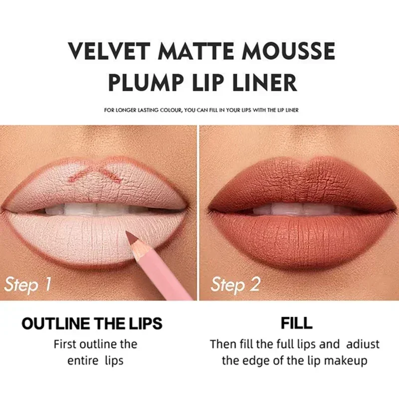 Nude-Pink Lipliner-Stift, wasserfest, langanhaltend, hochpigmentiert, rotbrauner Lippenkonturenstift, verblendbarer Lippenstift_voghion.com
